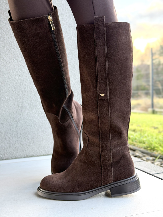 Brązowe kozaki ze skóry naturalnej OLEKSY – polska jakość i styl