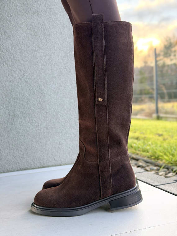 Brązowe kozaki ze skóry naturalnej OLEKSY – polska jakość i styl