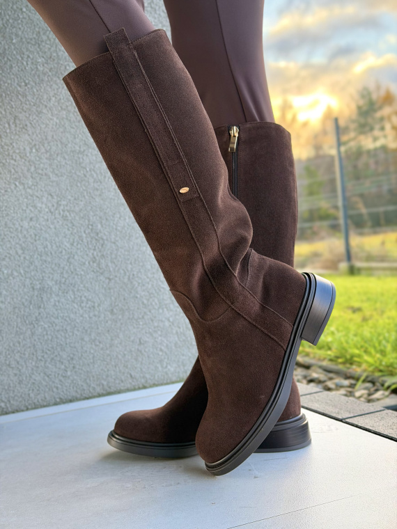 Brązowe kozaki ze skóry naturalnej OLEKSY – polska jakość i styl