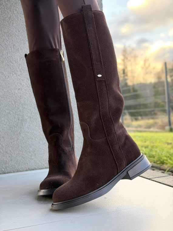 Brązowe kozaki ze skóry naturalnej OLEKSY – polska jakość i styl