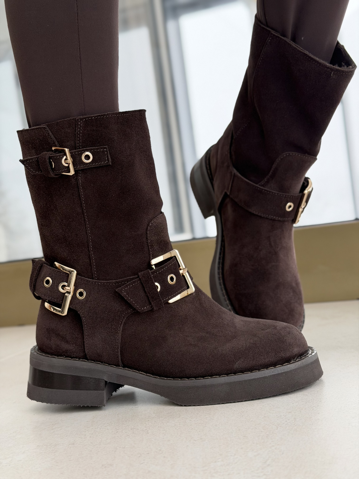 Brązowe botki OLEKSY ze skóry naturalnej – Polskiej produkcji