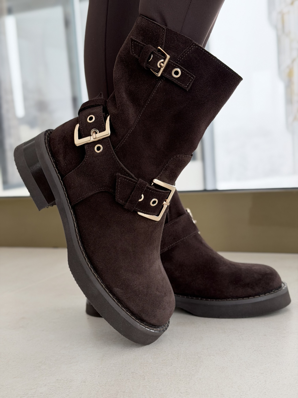 Brązowe botki OLEKSY ze skóry naturalnej – Polskiej produkcji