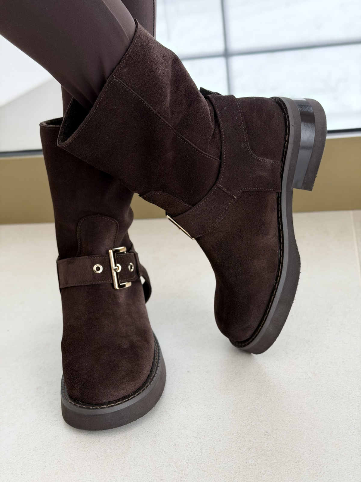 Brązowe botki OLEKSY ze skóry naturalnej – Polskiej produkcji