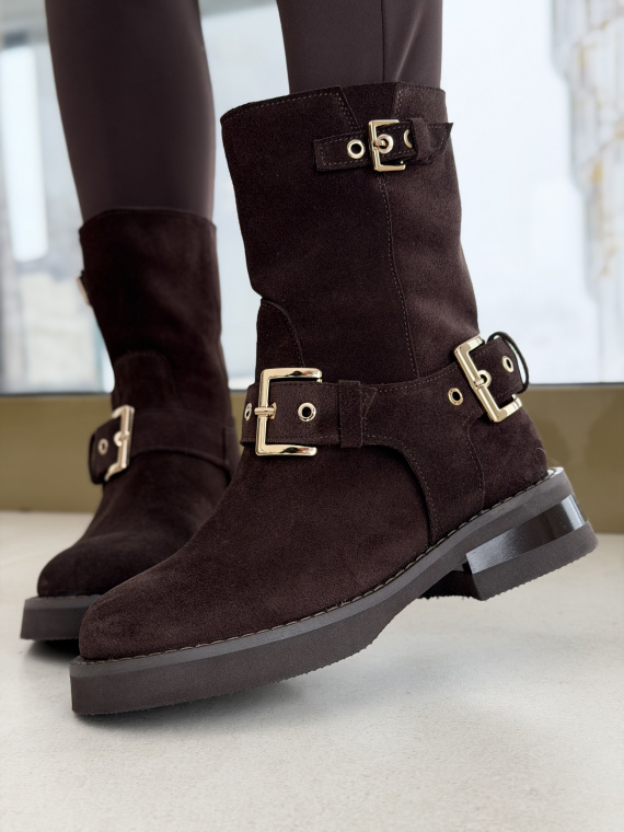 Brązowe botki OLEKSY ze skóry naturalnej – Polskiej produkcji