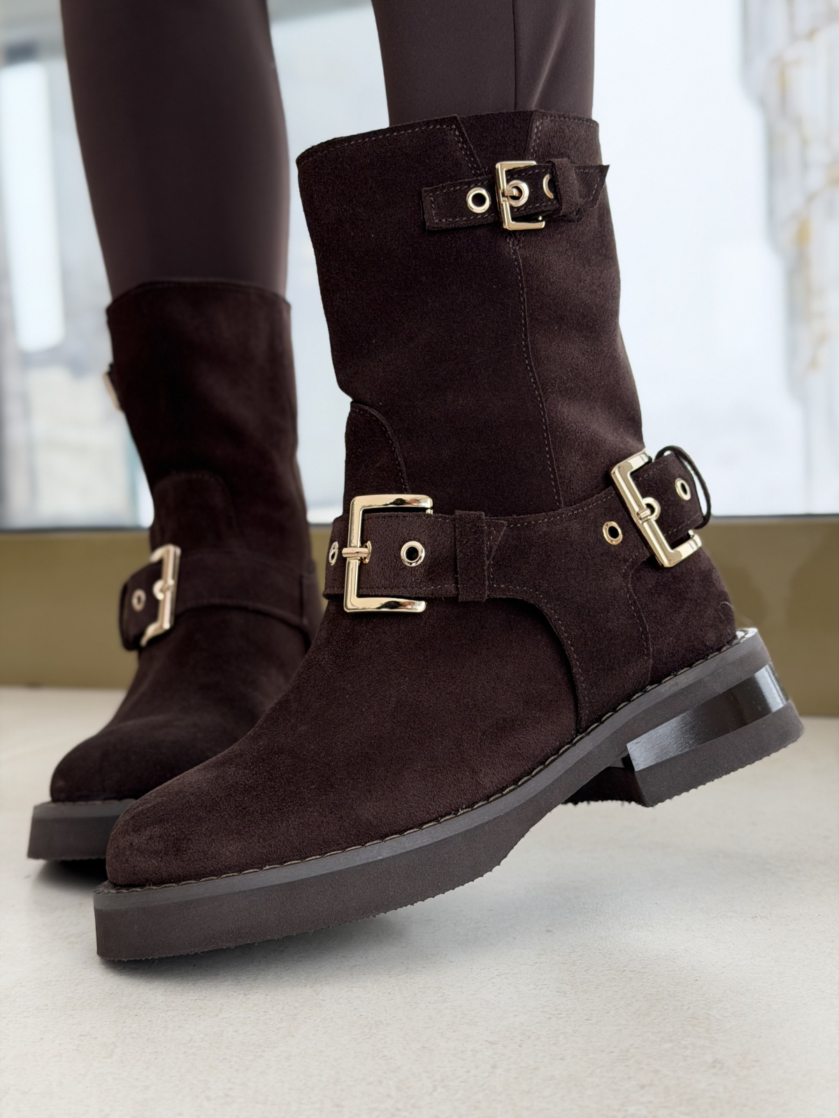 Brązowe botki OLEKSY ze skóry naturalnej – Polskiej produkcji