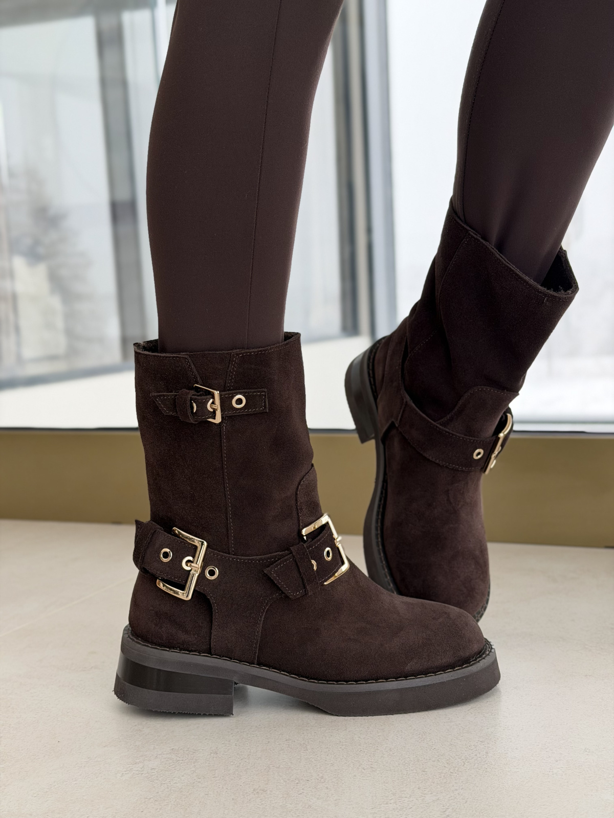 Brązowe botki OLEKSY ze skóry naturalnej – Polskiej produkcji