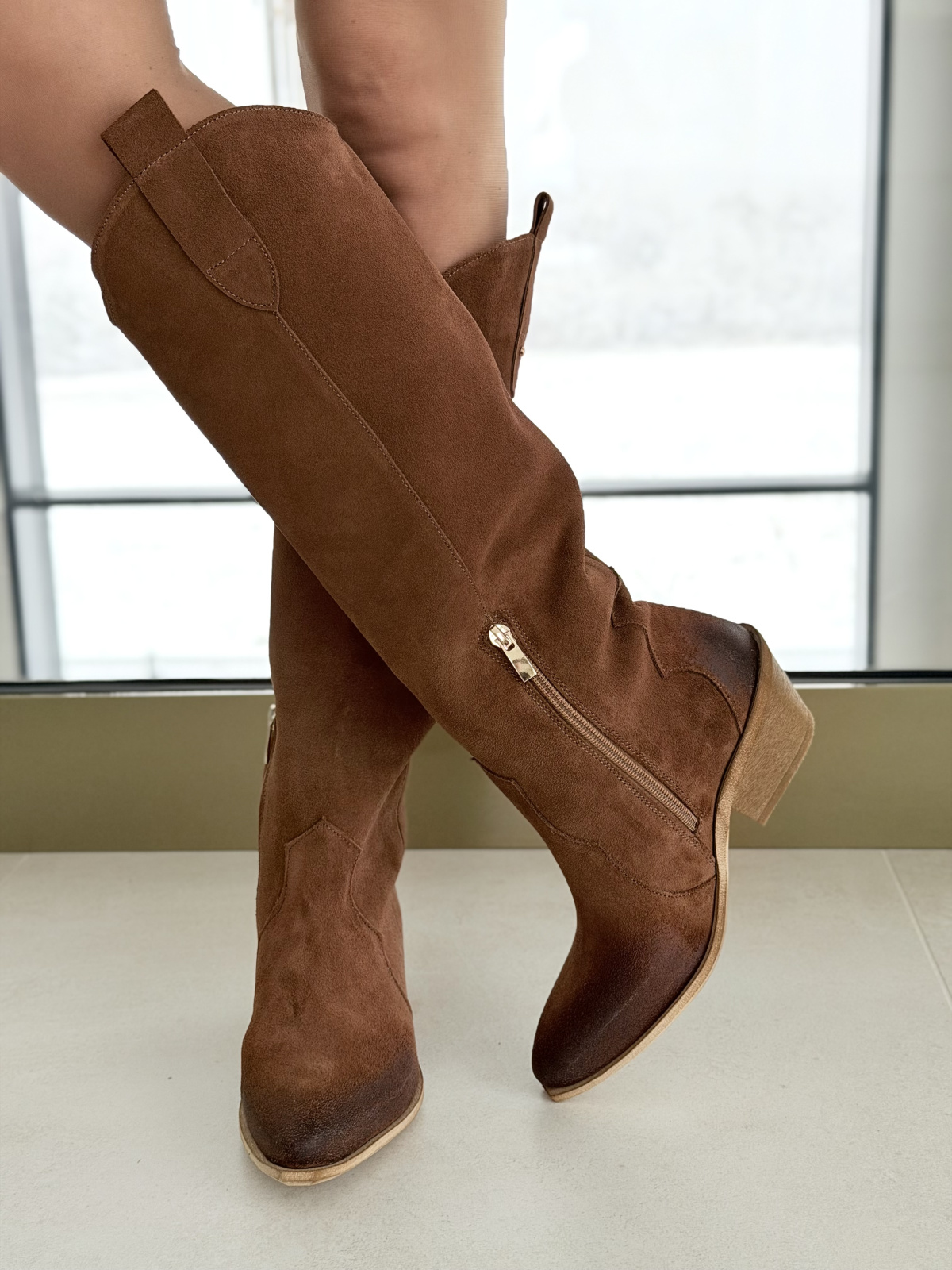 Kozaki damskie skórzane OLEKSY Made in Poland