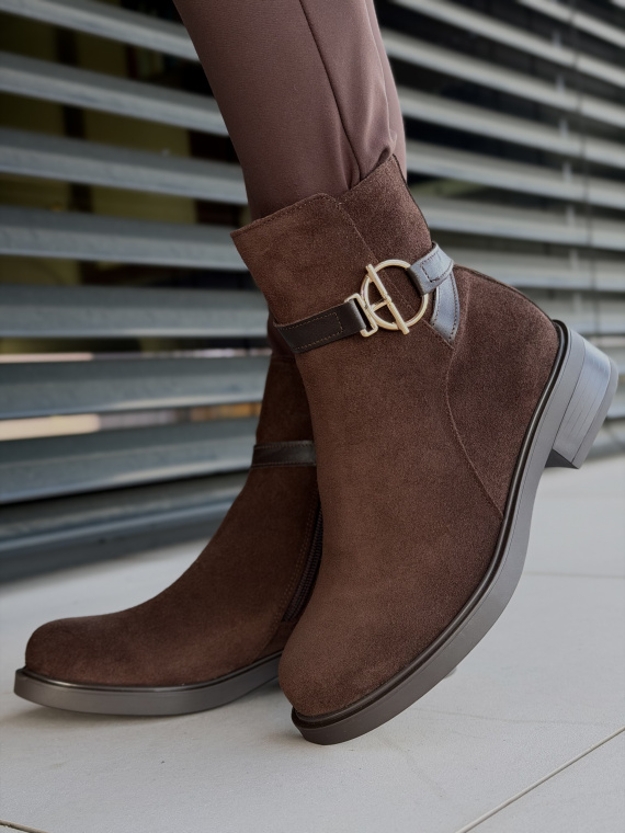 Brązowe botki ze skóry naturalnej OLEKSY – polska jakość i styl