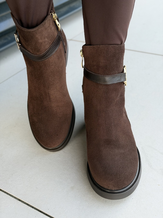 Brązowe botki ze skóry naturalnej OLEKSY – polska jakość i styl