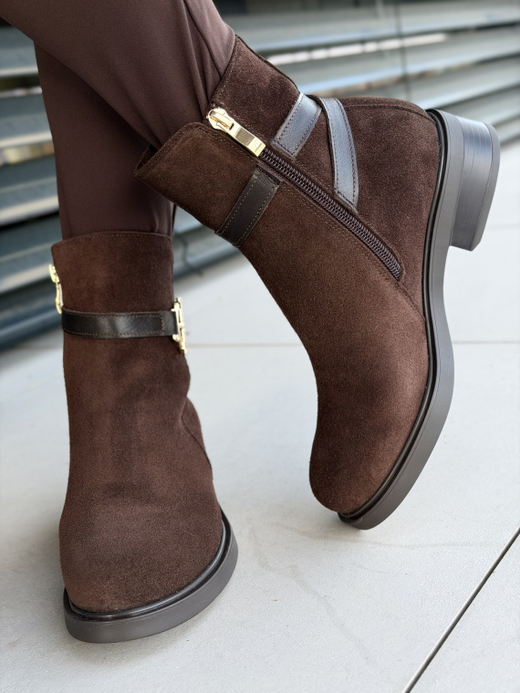 Brązowe botki ze skóry naturalnej OLEKSY – polska jakość i styl