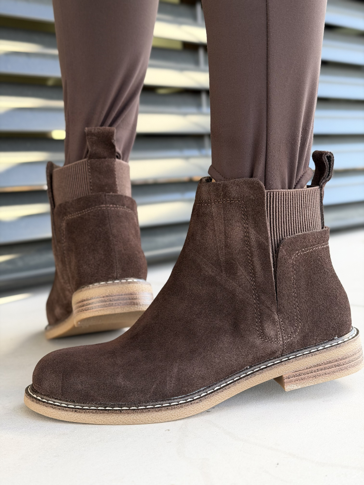 Brązowe botki ze skóry naturalnej