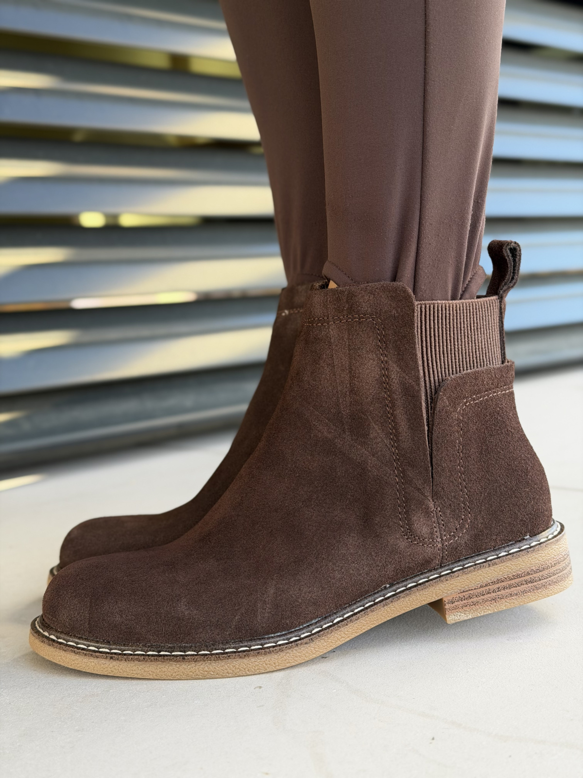 Brązowe botki ze skóry naturalnej