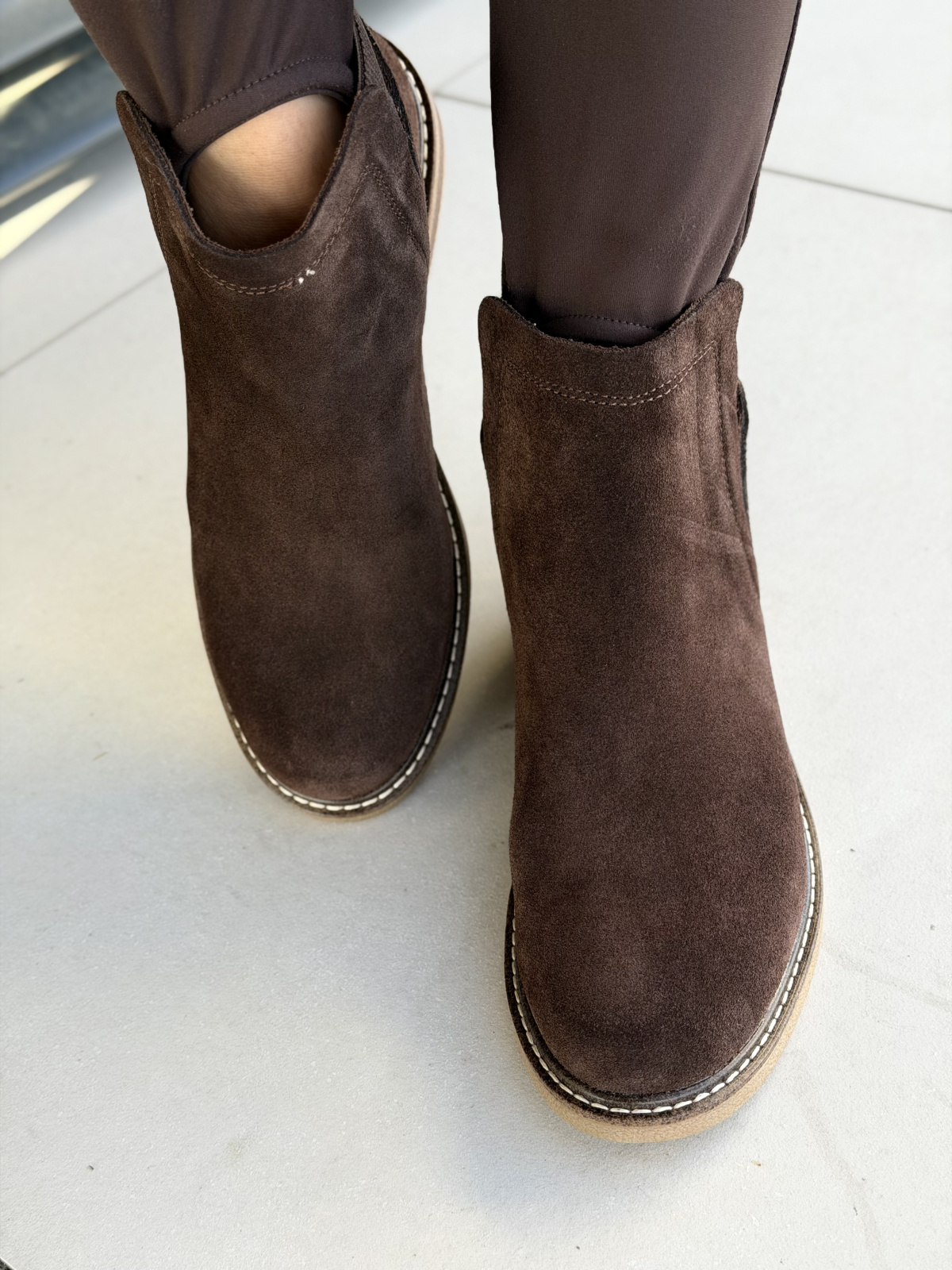 Brązowe botki ze skóry naturalnej