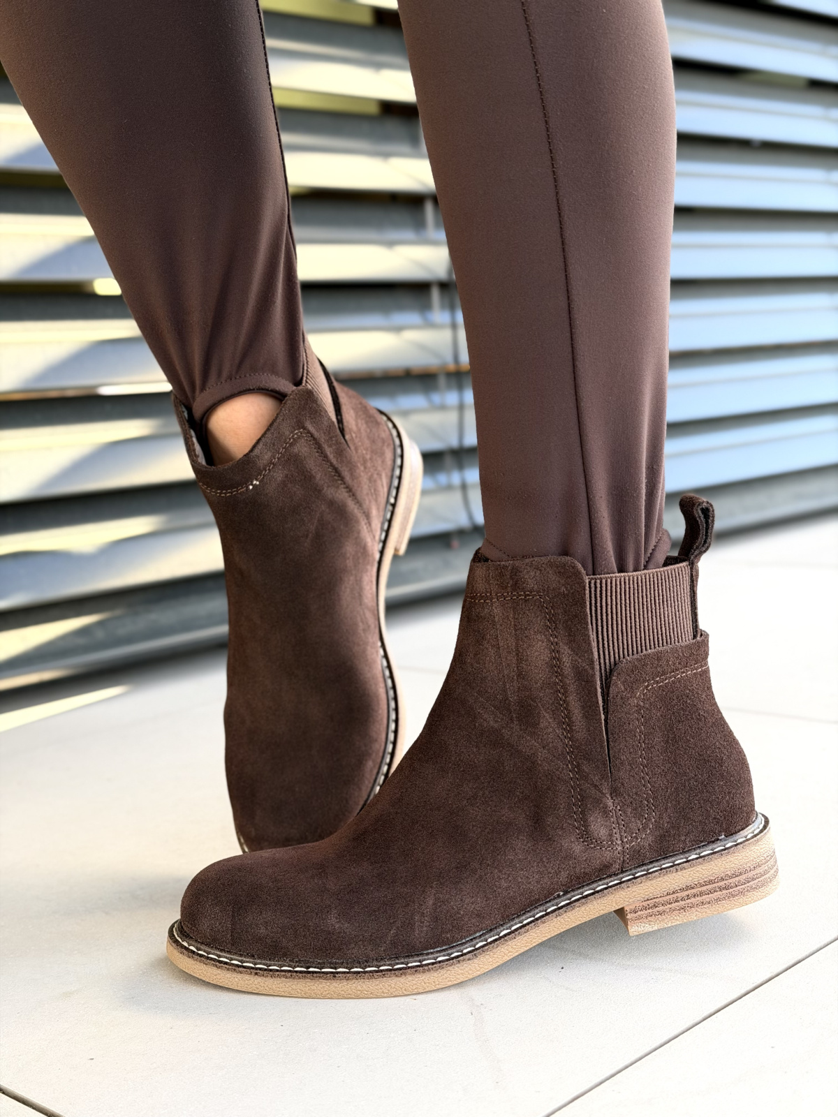 Brązowe botki ze skóry naturalnej