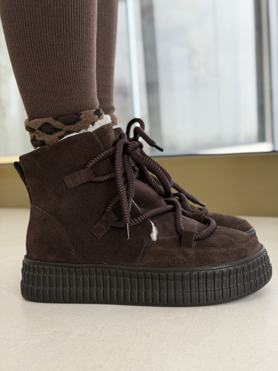 Naturalna skóra, polska jakość – brązowe śniegowce OLEKSY