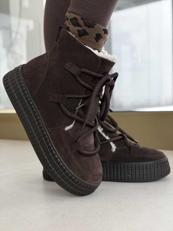 Naturalna skóra, polska jakość – brązowe śniegowce OLEKSY