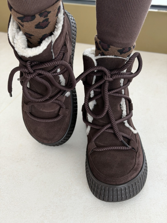 Naturalna skóra, polska jakość – brązowe śniegowce OLEKSY