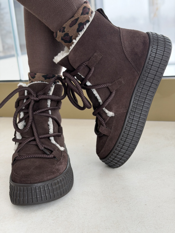 Naturalna skóra, polska jakość – brązowe śniegowce OLEKSY