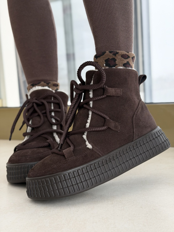 Naturalna skóra, polska jakość – brązowe śniegowce OLEKSY