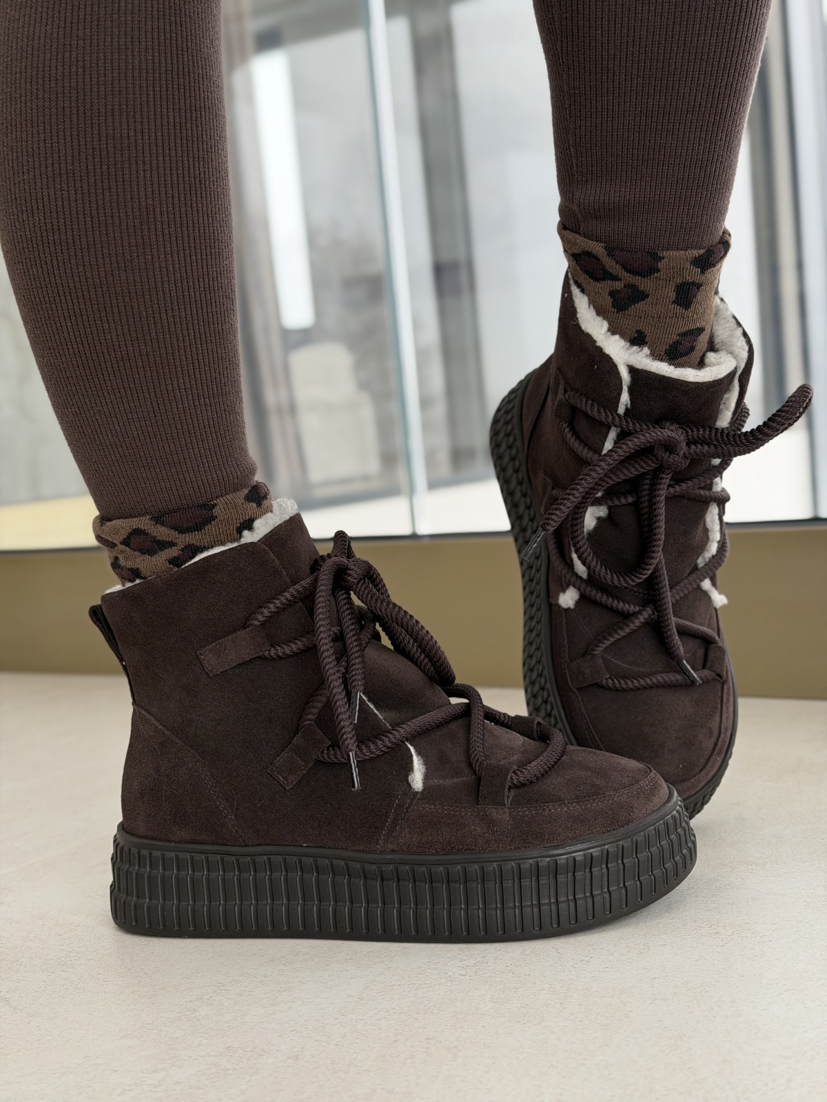 Naturalna skóra, polska jakość – brązowe śniegowce OLEKSY