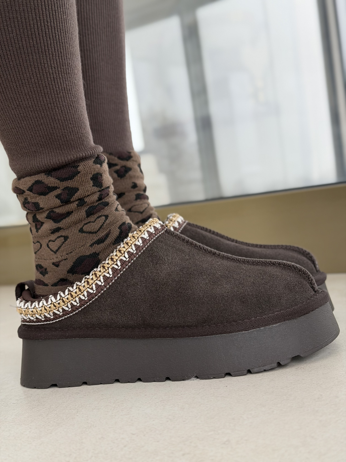 Brązowe Śniegowce ze Skóry naturalnej