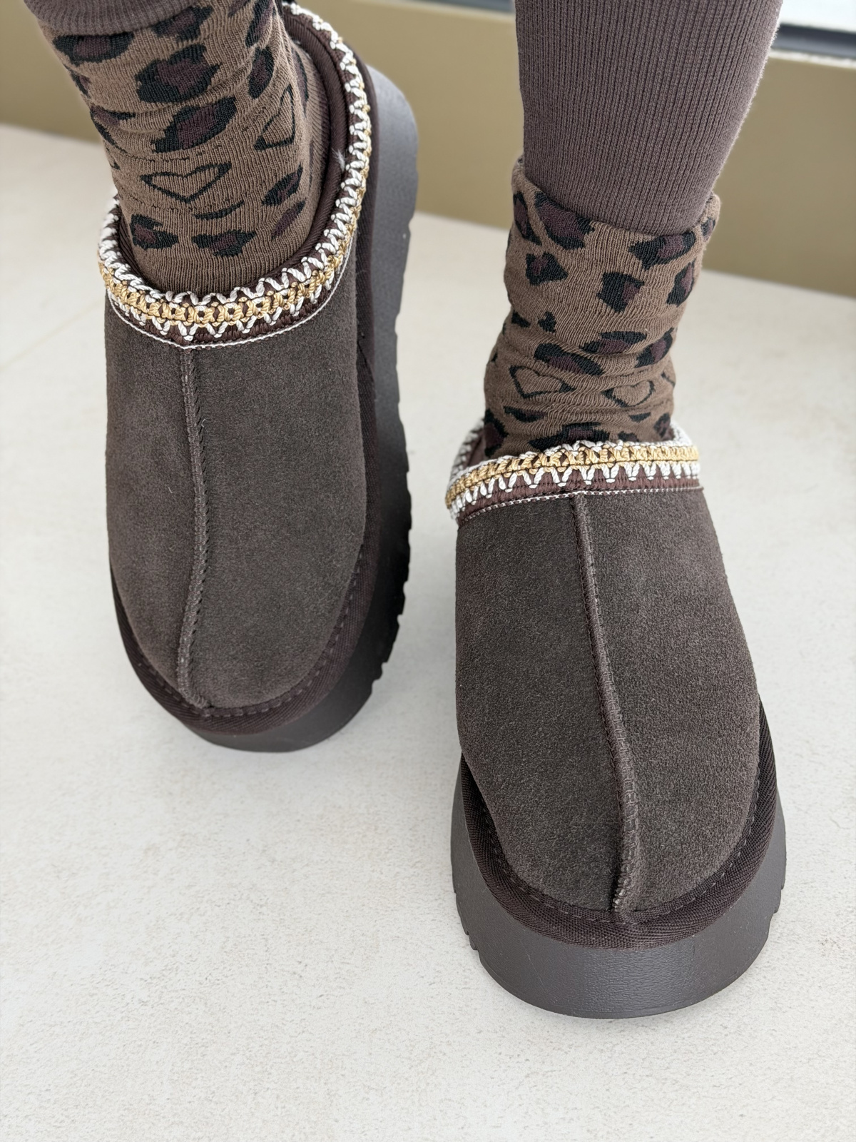 Brązowe Śniegowce ze Skóry naturalnej