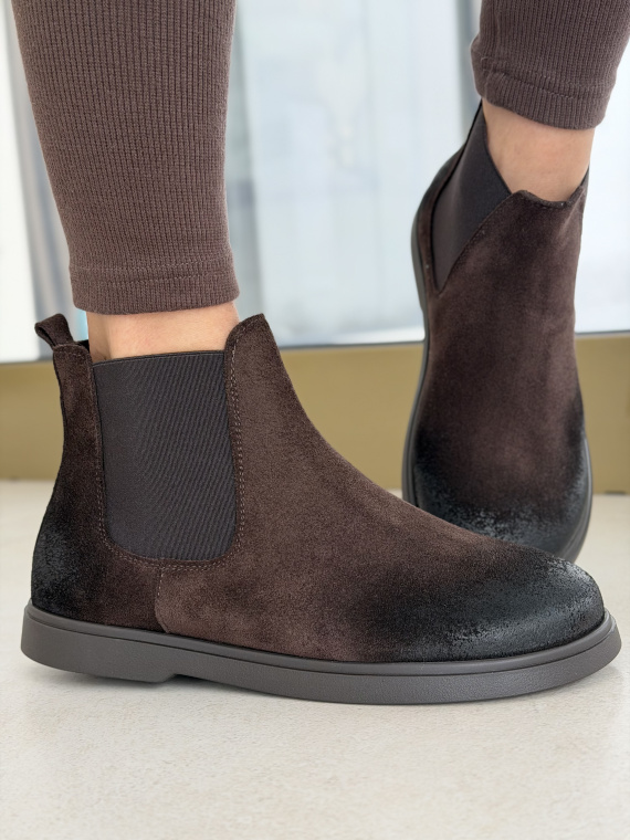 Brązowe botki OLEKSY ze skóry naturalnej – Polskiej produkcji