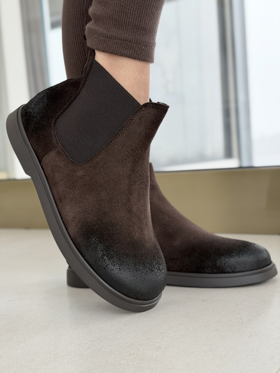 Brązowe botki OLEKSY ze skóry naturalnej – Polskiej produkcji