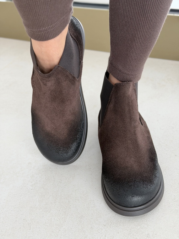 Brązowe botki OLEKSY ze skóry naturalnej – Polskiej produkcji