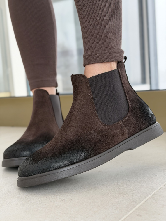 Brązowe botki OLEKSY ze skóry naturalnej – Polskiej produkcji