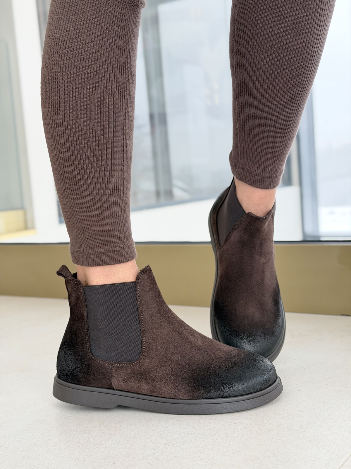 Brązowe botki OLEKSY ze skóry naturalnej – Polskiej produkcji