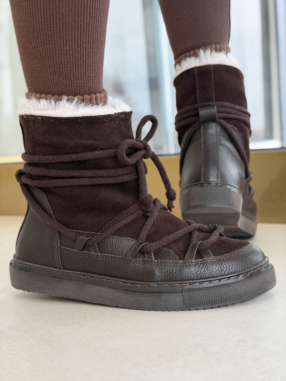 Naturalna skóra, polska jakość – brązowe śniegowce OLEKSY