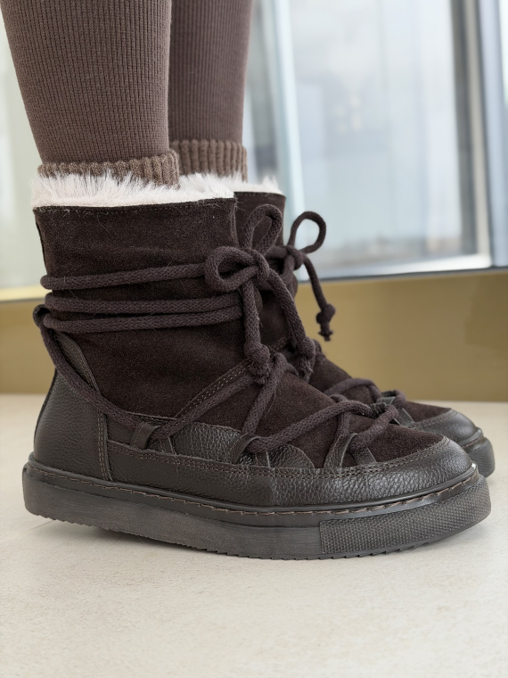 Naturalna skóra, polska jakość – brązowe śniegowce OLEKSY