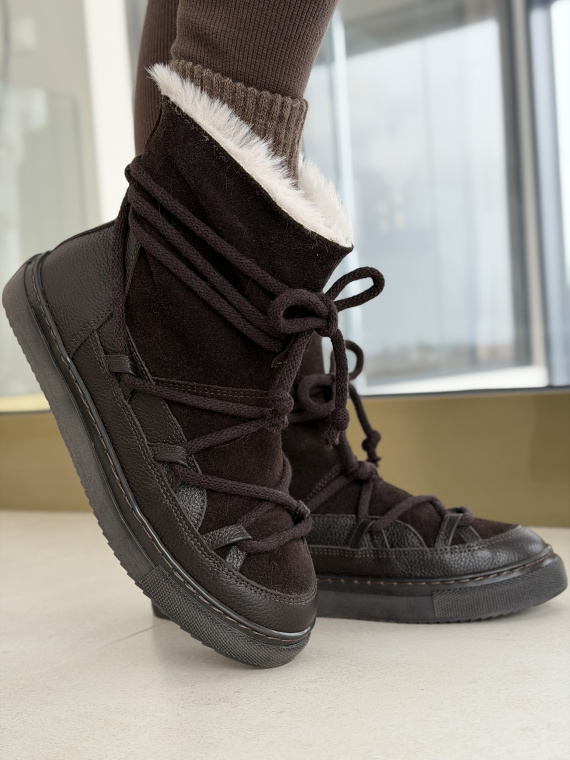 Naturalna skóra, polska jakość – brązowe śniegowce OLEKSY