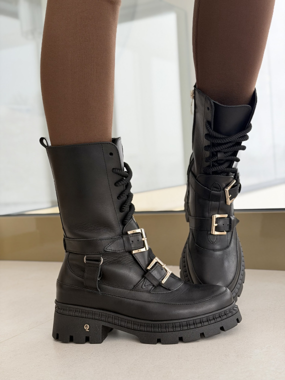 Brązowe botki OLEKSY ze skóry naturalnej – Polskiej produkcji