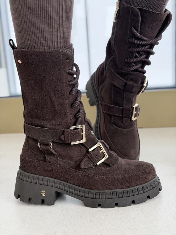 Brązowe botki OLEKSY ze skóry naturalnej – Polskiej produkcji