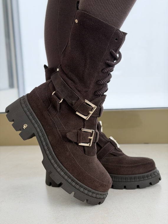 Brązowe botki OLEKSY ze skóry naturalnej – Polskiej produkcji