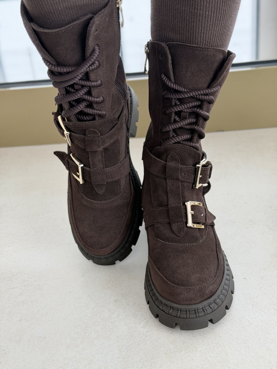 Brązowe botki OLEKSY ze skóry naturalnej – Polskiej produkcji