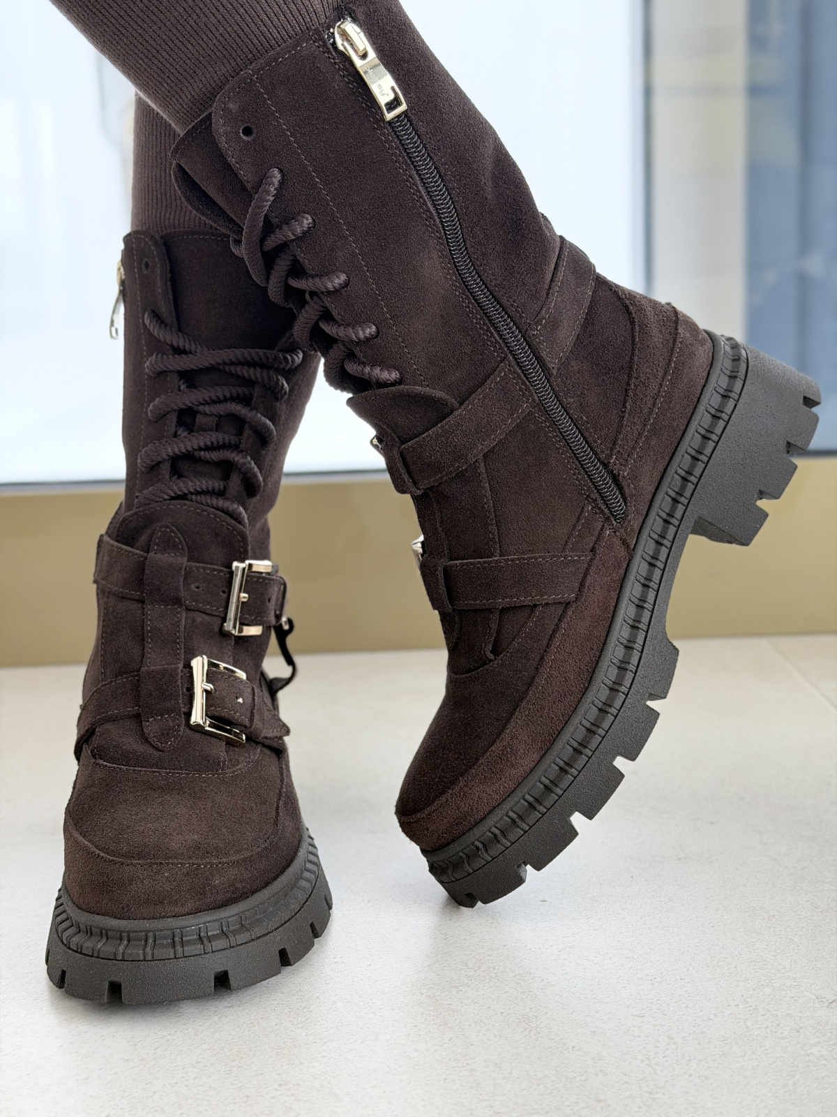 Brązowe botki OLEKSY ze skóry naturalnej – Polskiej produkcji