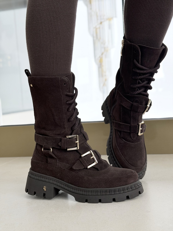 Brązowe botki OLEKSY ze skóry naturalnej – Polskiej produkcji