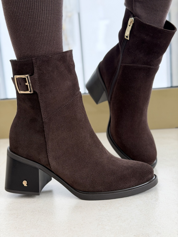 Brązowe botki OLEKSY ze skóry naturalnej – Polskiej produkcji