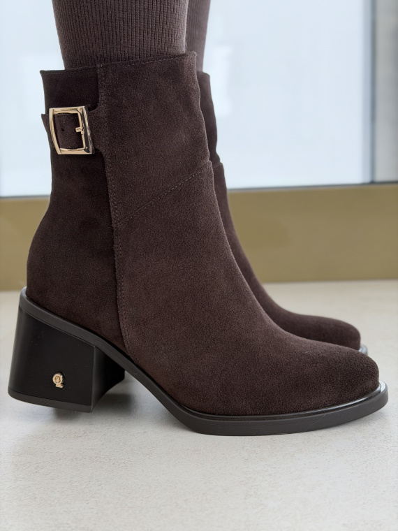 Brązowe botki OLEKSY ze skóry naturalnej – Polskiej produkcji