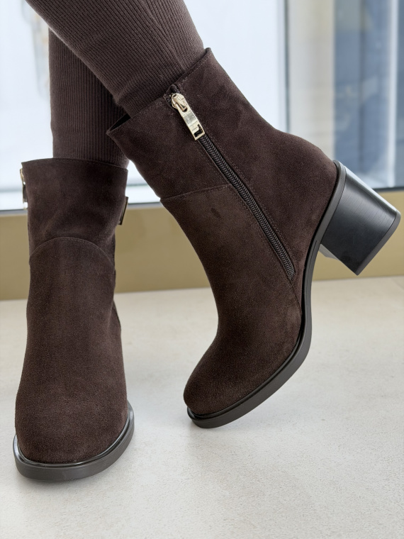 Brązowe botki OLEKSY ze skóry naturalnej – Polskiej produkcji