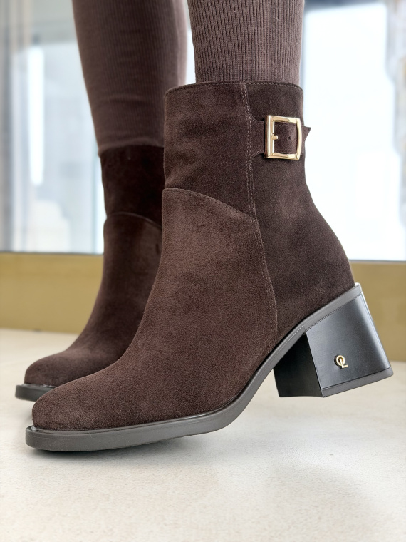 Brązowe botki OLEKSY ze skóry naturalnej – Polskiej produkcji