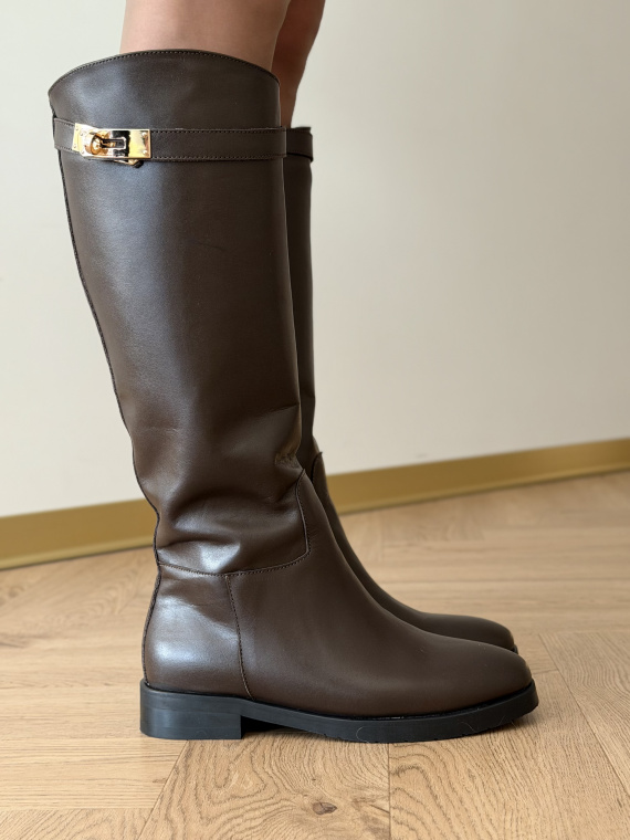 Brązowe kozaki ze skóry naturalnej OLEKSY – polska jakość i styl