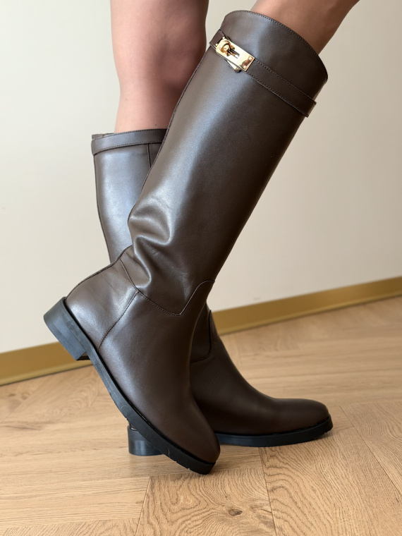 Brązowe kozaki ze skóry naturalnej OLEKSY – polska jakość i styl