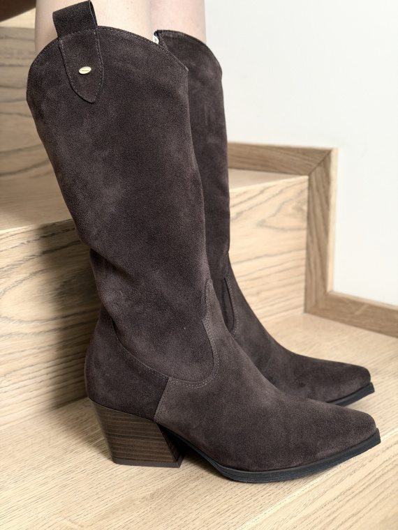 Brązowe kozaki OLEKSY ze skóry naturalnej Polskiej produkcji