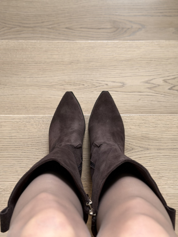 Brązowe kozaki OLEKSY ze skóry naturalnej Polskiej produkcji