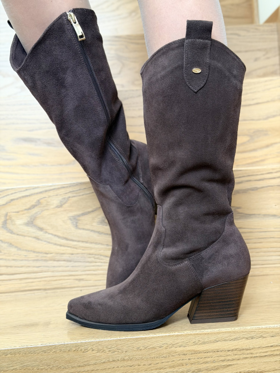 Brązowe kozaki OLEKSY ze skóry naturalnej Polskiej produkcji