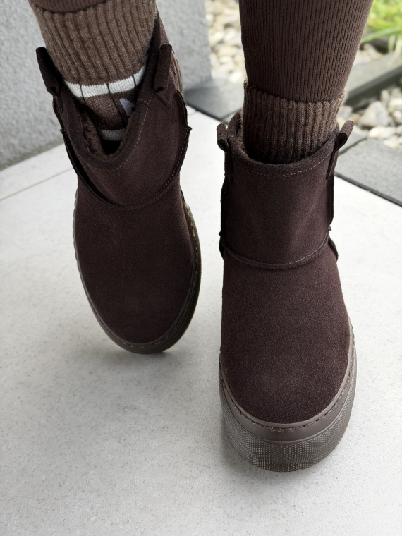 Naturalna skóra, polska jakość – brązowe śniegowce OLEKSY